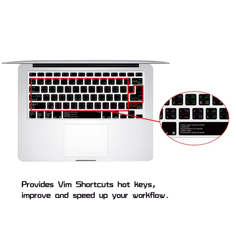 HRH Vim/VI Functional Shortcuts Hotkey Silicone Keyboard Cover Skin for MacBook Air 13,for MacBook Pro13/15/17(with or w/Out Retina Display,2015 or Older Version),for iMac Older,USA and European - Image 2